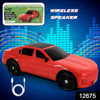 Side view of the portable Bluetooth speaker in a car design, highlighting its compact size.