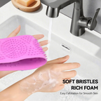 Close-up of the textured silicone scrubber for effective cleansing.