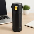 Insulated water bottle front view showing sleek, leak-proof design