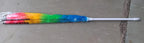 Brightly coloured microfiber duster head for attracting dust.