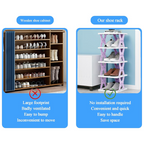 Space-saving 6-layer foldable shoe rack with dimensions for compact living.