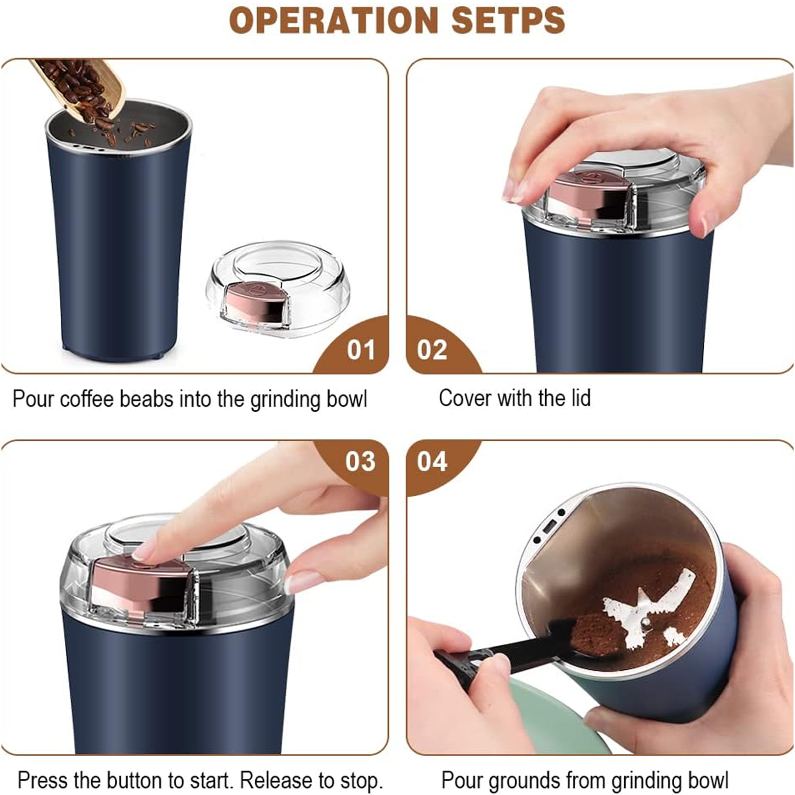 Retail packaging of the Dabster Coffee Grinder Blender.