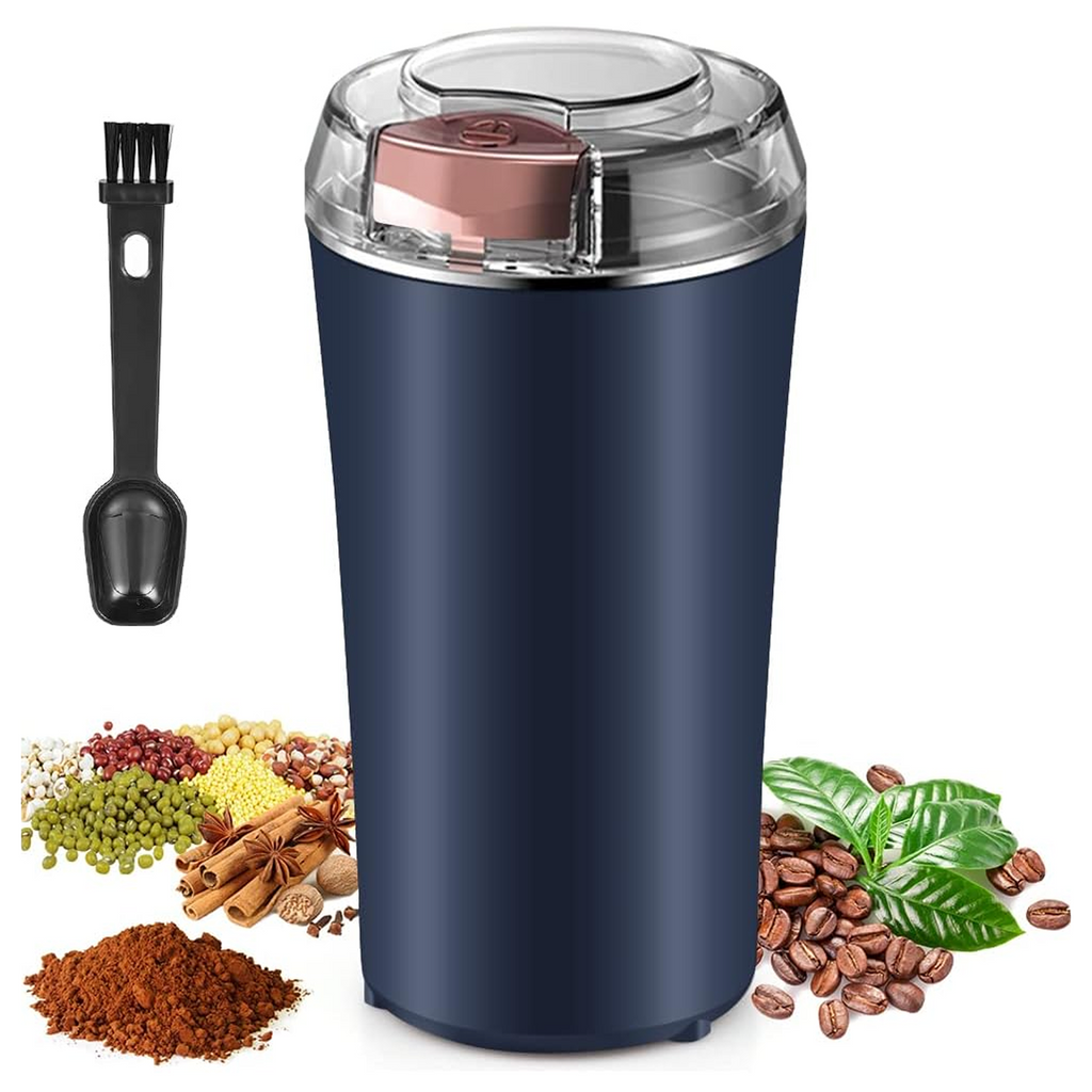 A person grinding coffee beans with the Dabster Coffee Grinder Blender.