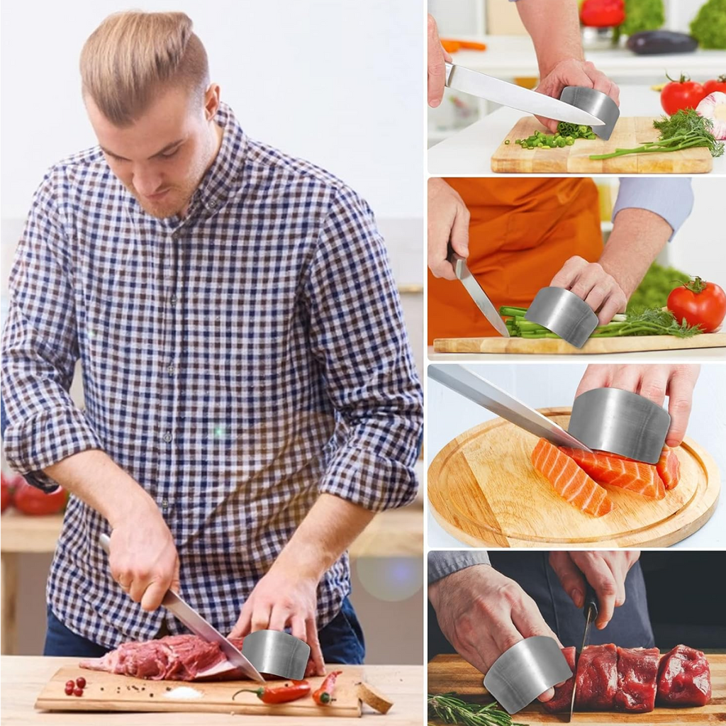 Detailed view of the high-quality stainless steel material of the kitchen finger guard.