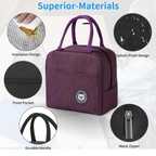 Side view of insulated lunch bag showing multiple pockets