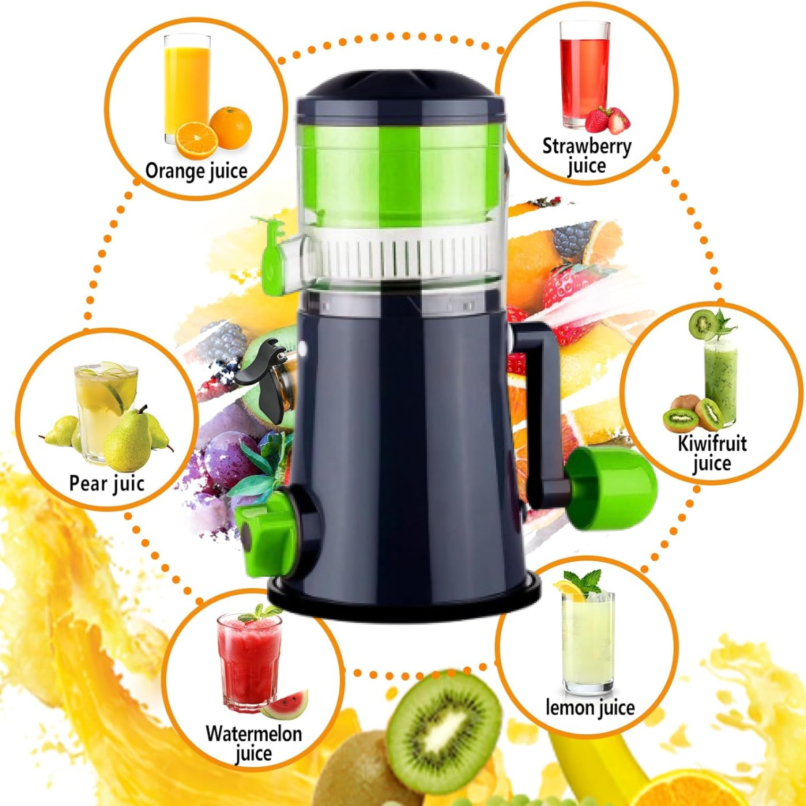 Close-up of vacuum lock base securing the manual juicer on surface
