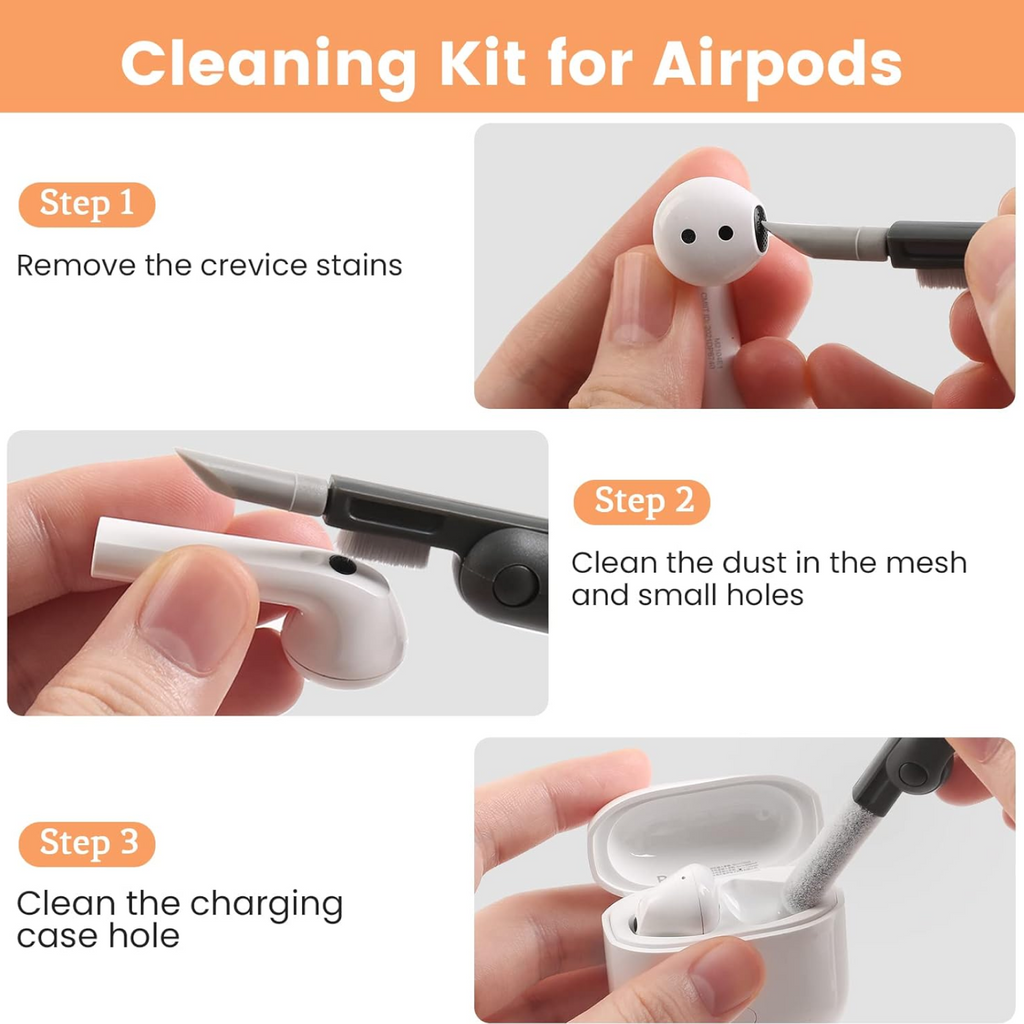 Compact Electronic Cleaner Kit shown next to a hand for size reference, highlighting its portability.