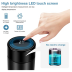 Close-up of LED temperature display on smart insulated water bottle
