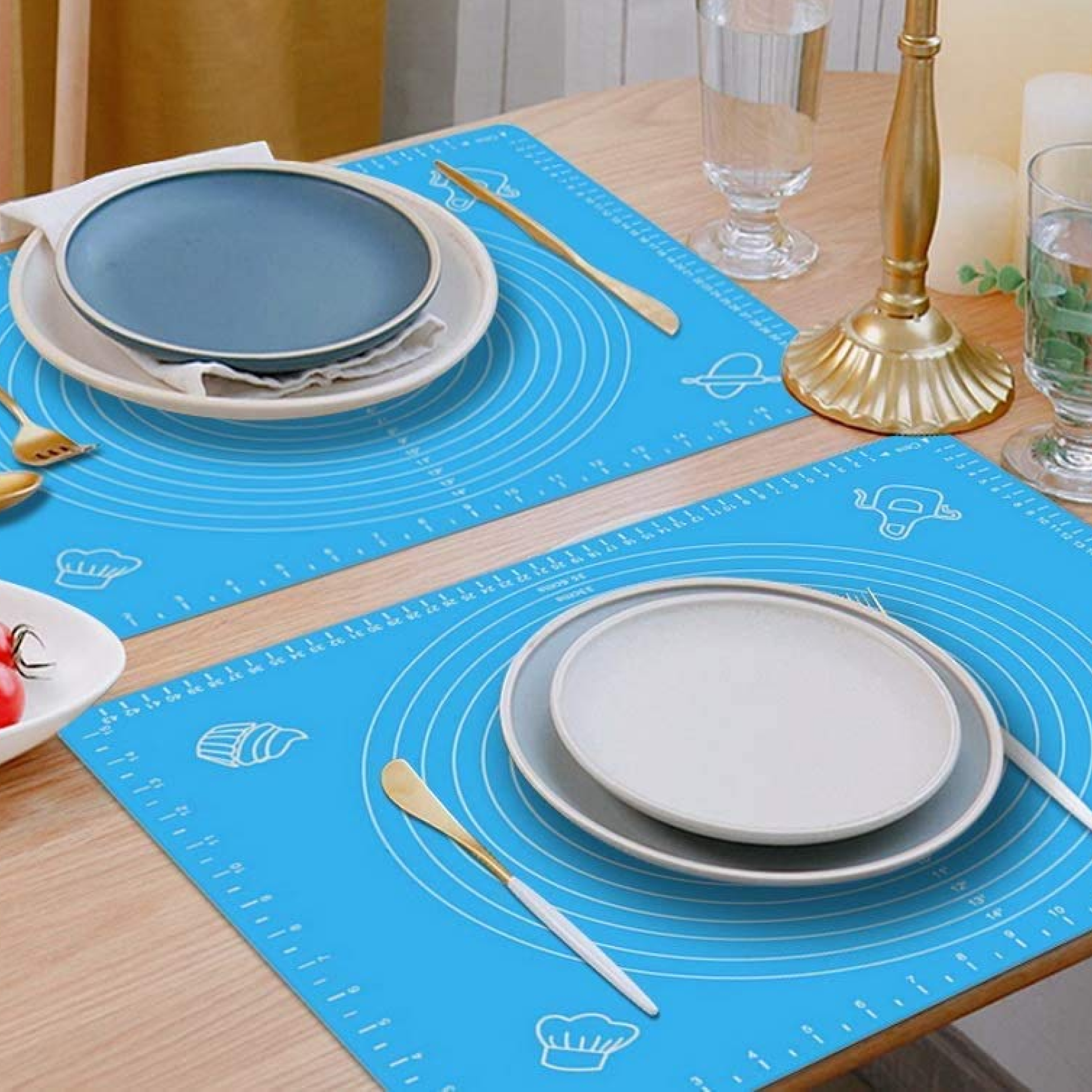 Rolled-up silicone baking mat ready for compact storage or packaging.
