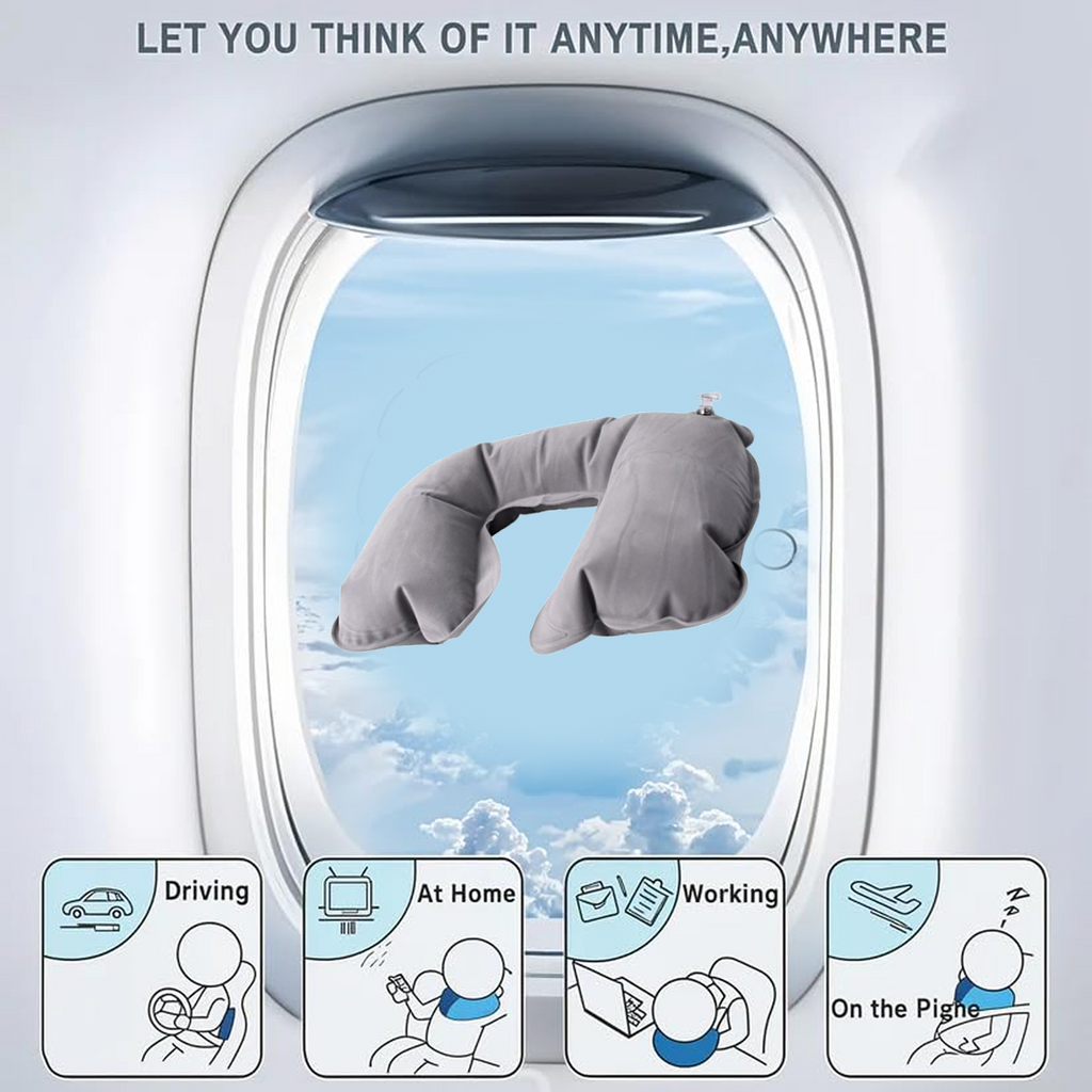 Foldable inflatable travel pillow compact for storage