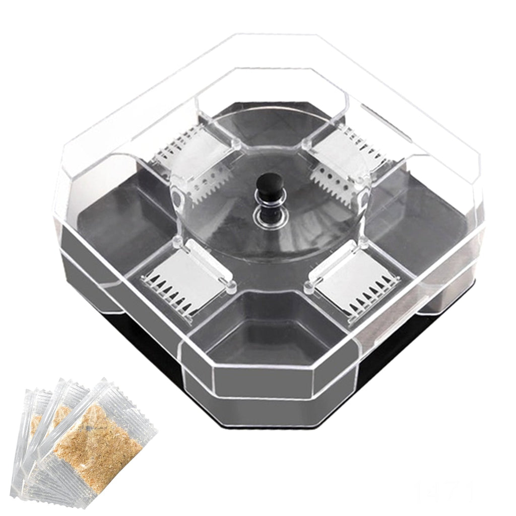 Instructional view showing how to place bait inside the cockroach trap box.