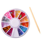 Close-up of the compact Gamevana kids manicure set showing glitter and polish bottles.