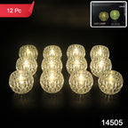 Pack of 12 crystal-effect LED tealight lamps arranged for decoration