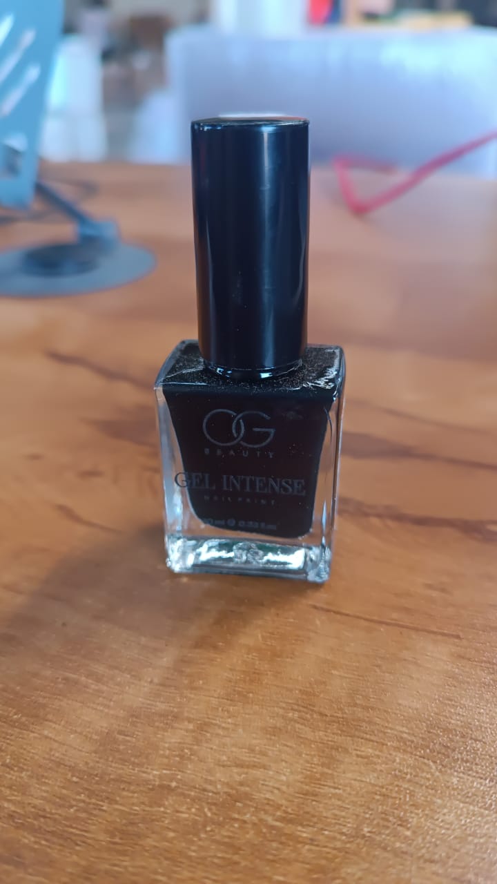 Product packaging for OG Beauty Black Gel Nail Polish, 10 ML.