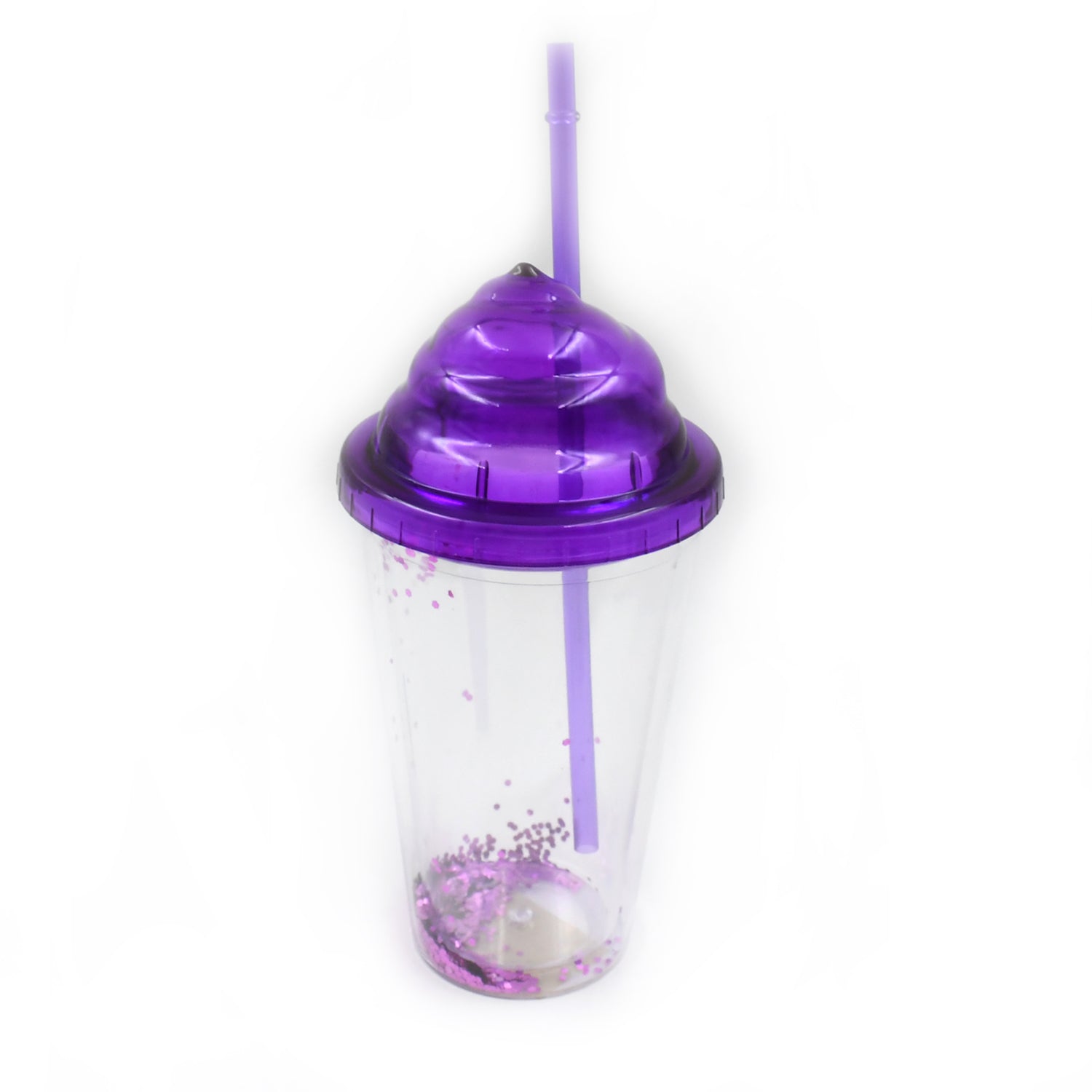 Collection of plastic cold drink tumblers in various vibrant colors, displayed on a table.