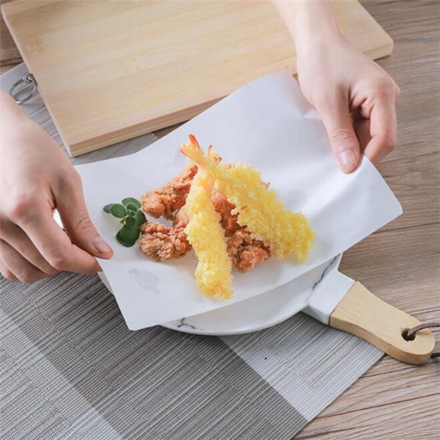 Close-up of lightweight oil-absorbing cooking paper texture.