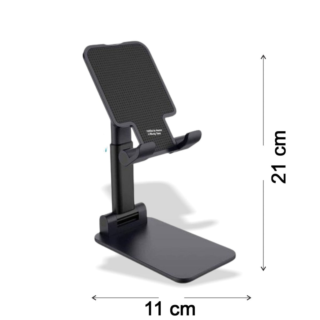Front view of the PHOBIA mobile stand holding a smartphone.