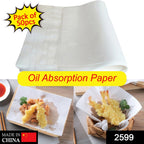 Stack of white oil-absorbing cooking paper sheets for kitchen use, pack of 50.