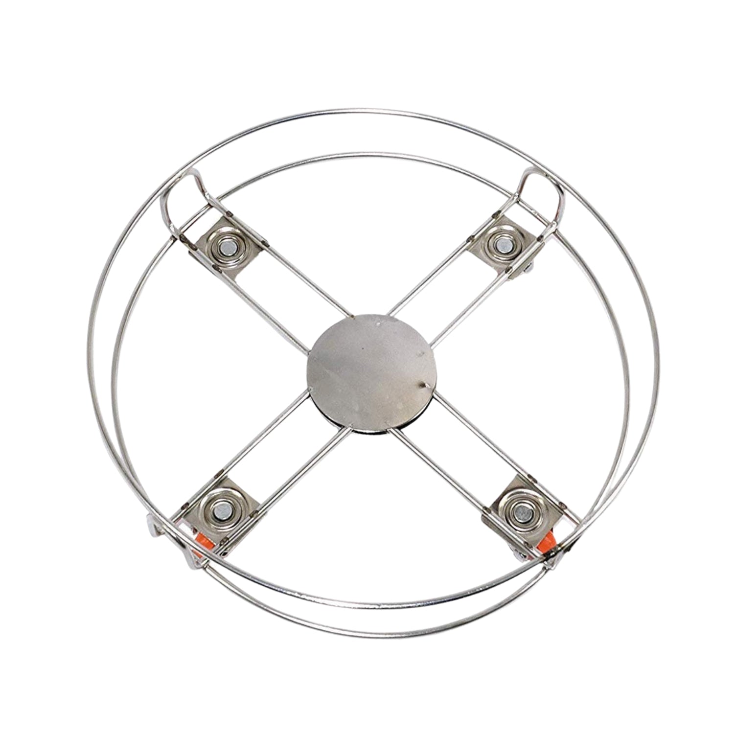 Side view of the movable gas cylinder trolley, demonstrating its low-profile and stable design.