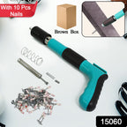 Compact manual steel nail gun, ideal for precise wall fastening in home projects.
