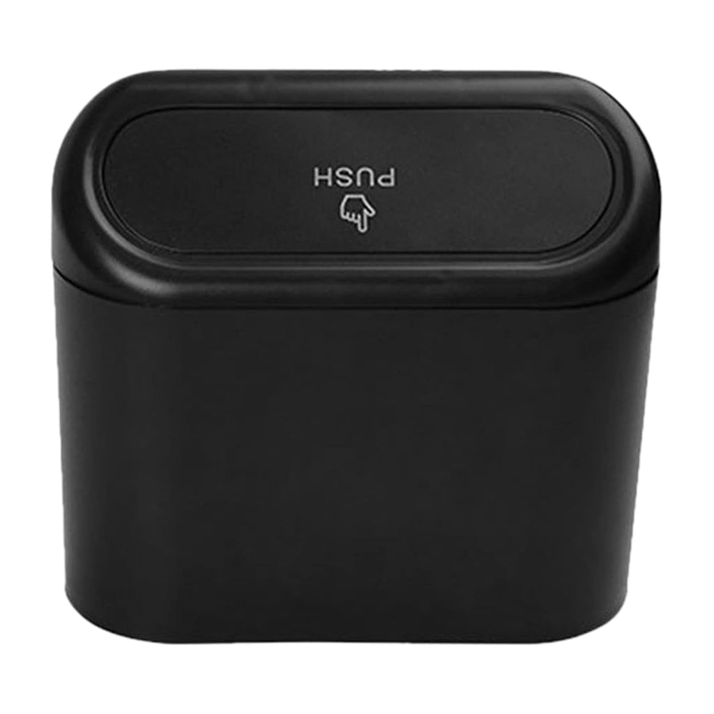 MiniRider compact car trash can featuring secure lid closure