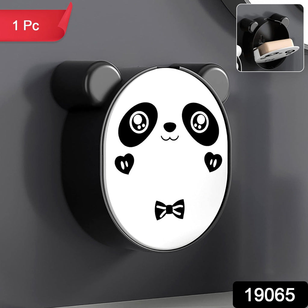 Wall-mounted Panda Soap Box with flip-top lid in bathroom