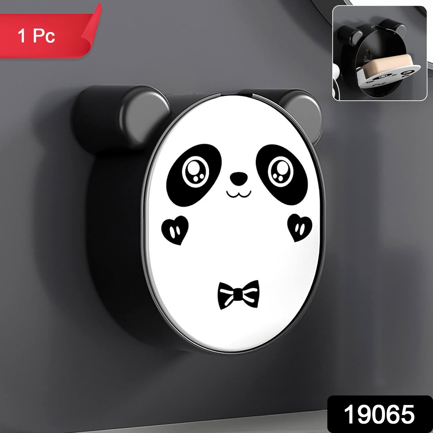 Wall-mounted Panda Soap Box with flip-top lid in bathroom