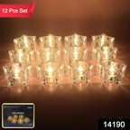 Close-up of smokeless LED tealight candles with crystal design