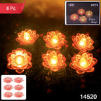 Decorative LED lotus shaped flameless candles arranged for festive decor