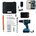 Cordless drill machine with bits and sturdy carry case