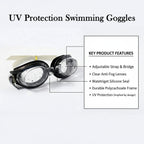 Front view of UV protection swimming goggles with ergonomic design