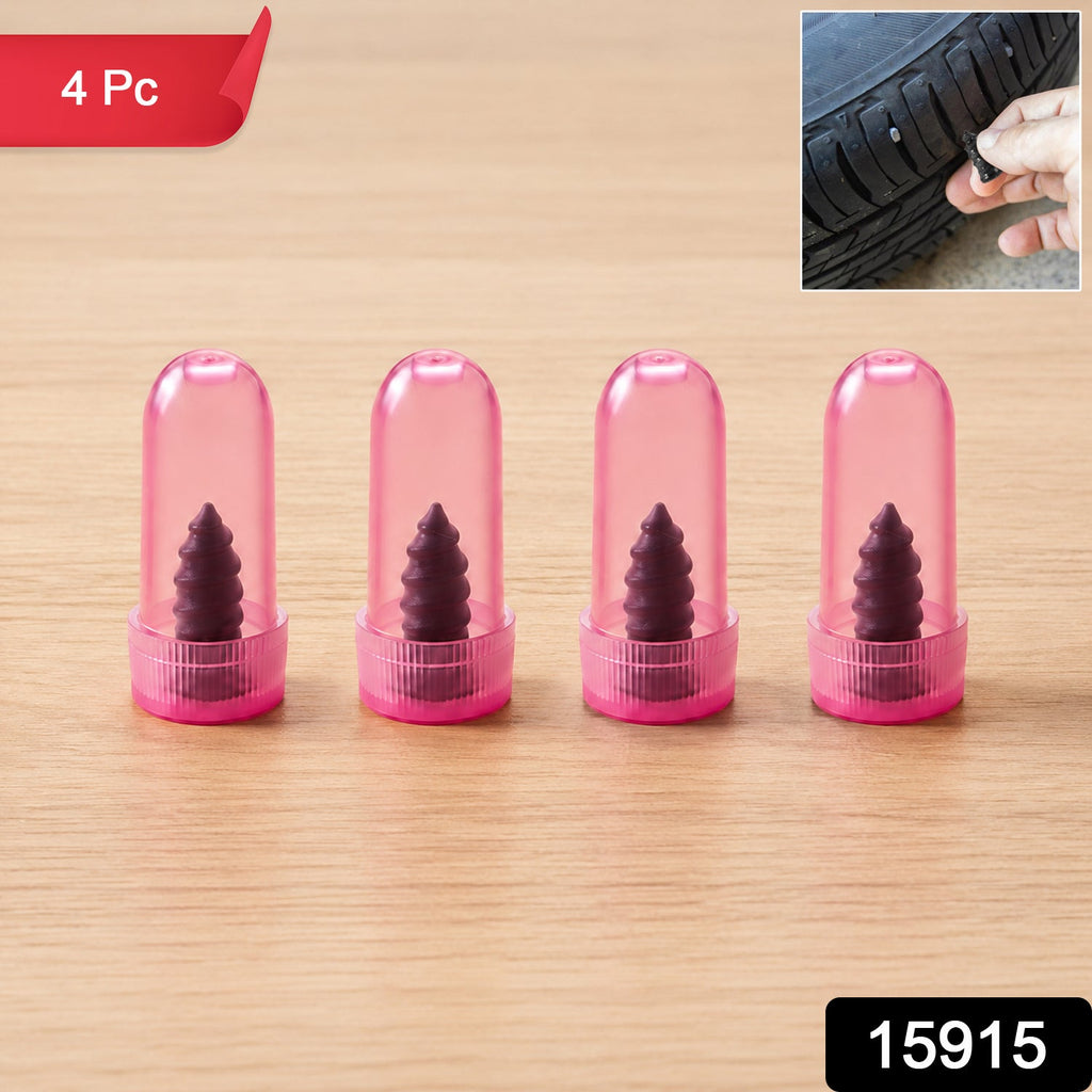 Set of four pink tubeless tire repair nails for cars and bikes