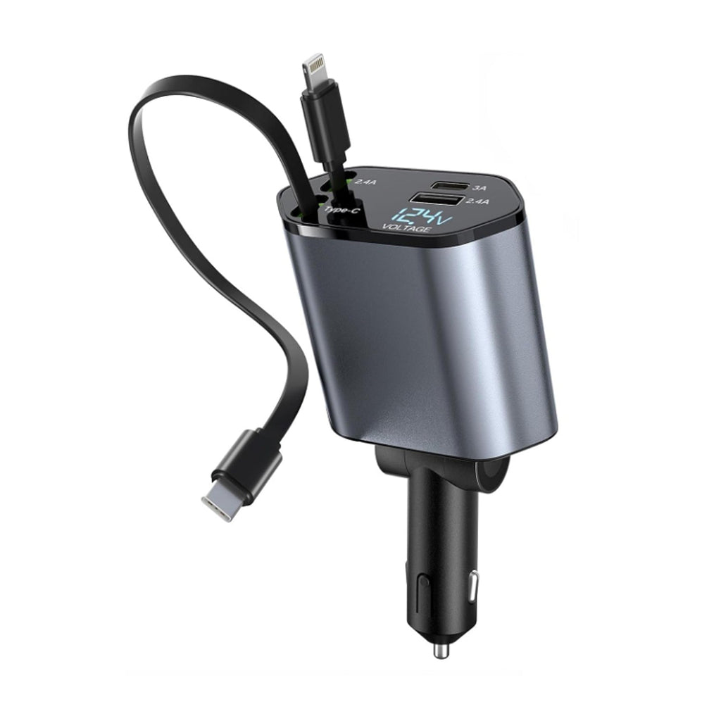 Output ports of  4-in-1 car charger for multiple device charging