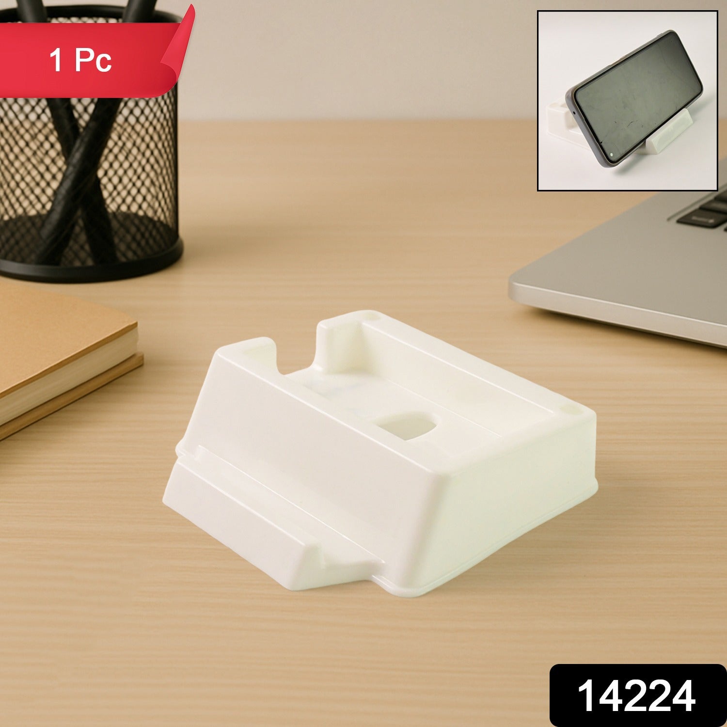 Wall-mounted mobile phone holder with charging hole