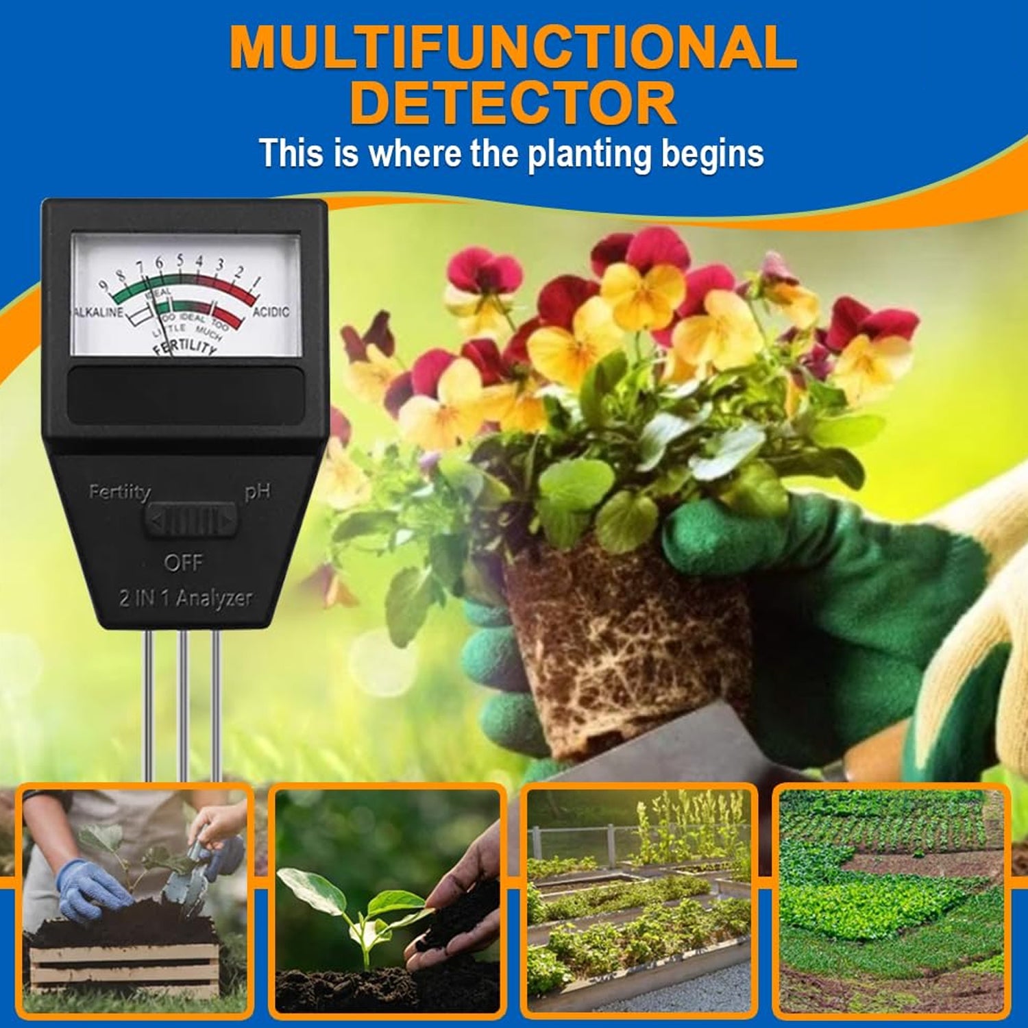 Garden soil tester in planting lifestyle setting
