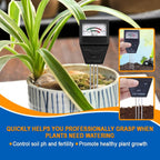 Soil meter in indoor potted plant setting with watering guide