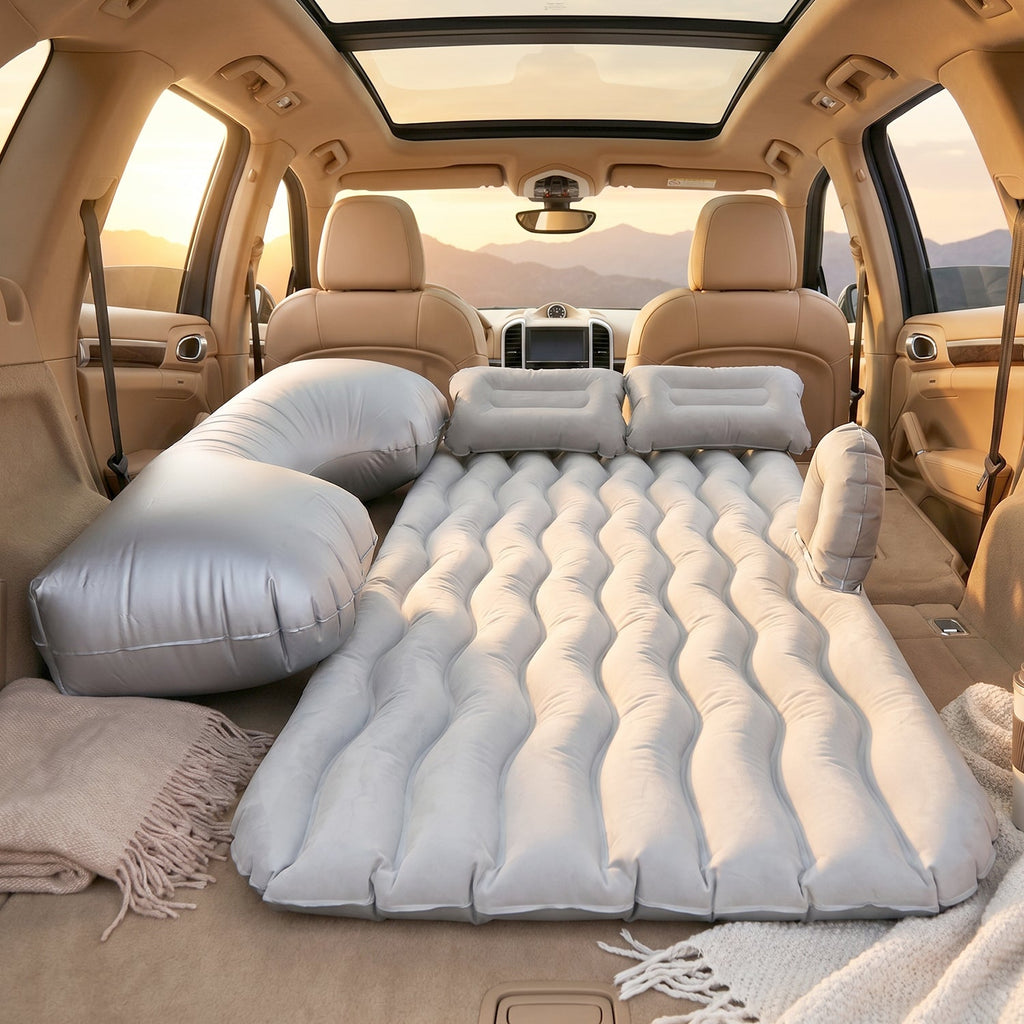 Main view of Portable Car Air Mattress Bed Set in grey