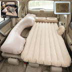 Inflatable car air mattress with inset view showing size and design