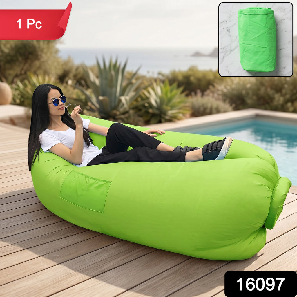 Inflatable air lounger with carry bag and accessories