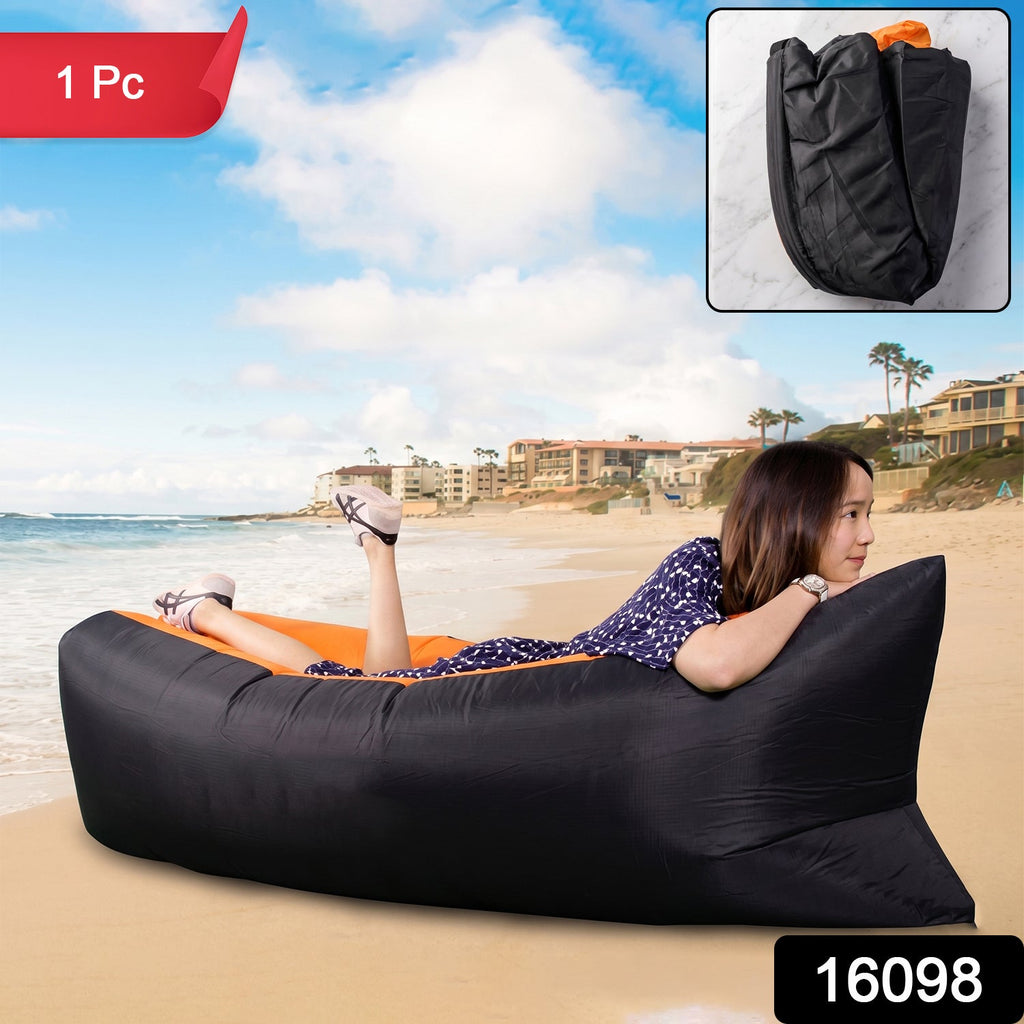 Portable inflatable lazy sofa bed with carry bag