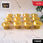 Close-up of decorative water sensor golden LED diyas perfect for Diwali