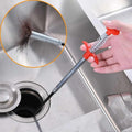 A 60cm flexible sink cleaning hook with a red handle, designed to clear blocked drains.
