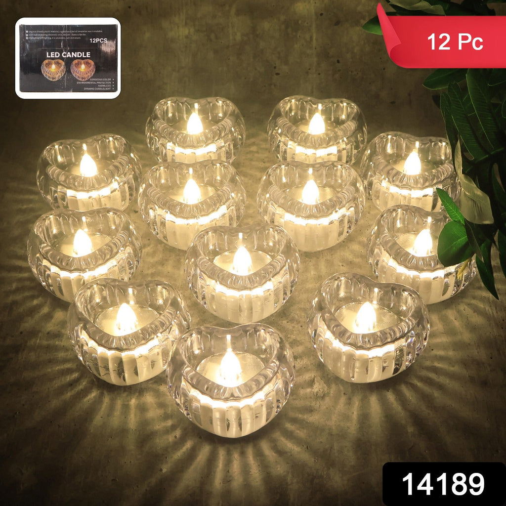 Close-up view of heart-shaped LED flameless decorative candles for festive decor
