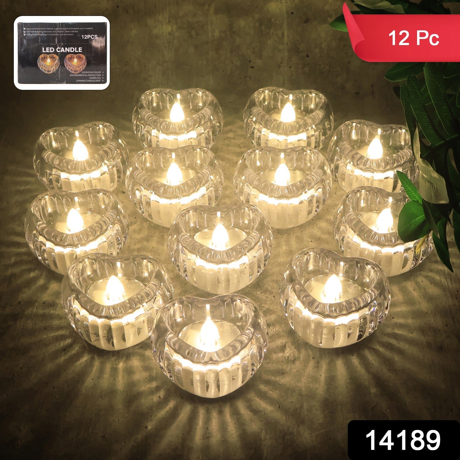 Close-up view of heart-shaped LED flameless decorative candles for festive decor