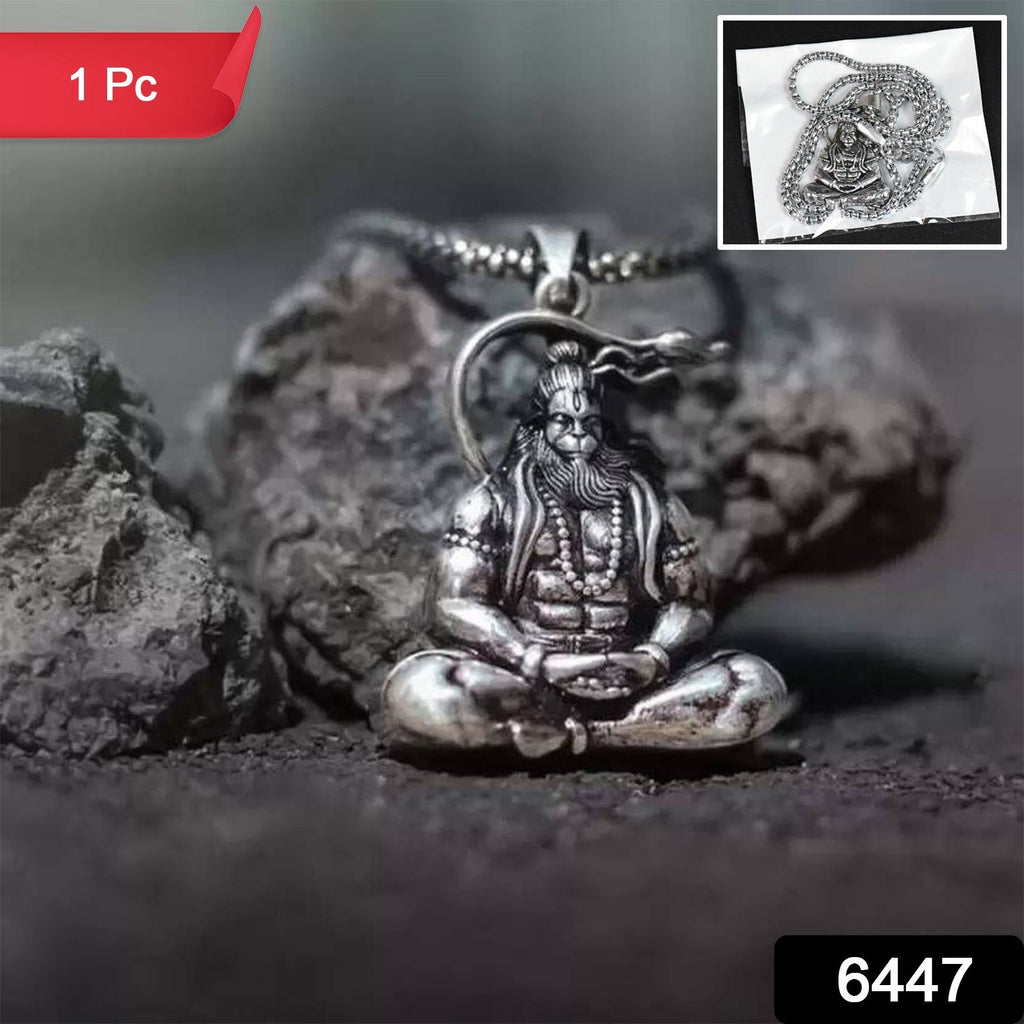 Hanuman Ji locket on a delicate chain, ready to wear as a spiritual necklace.