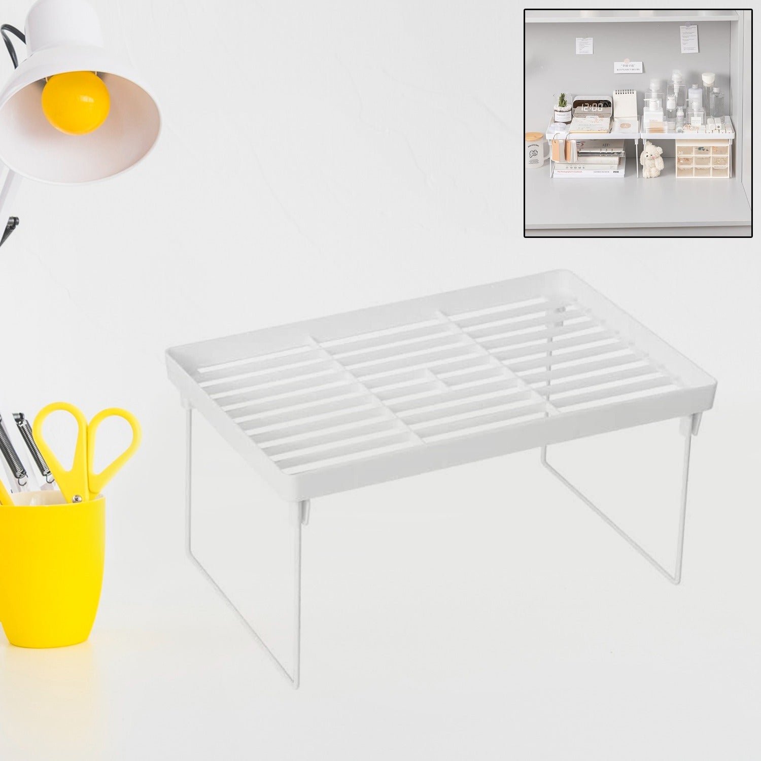 Foldable plastic organizer storage rack suitable for bathroom and kitchen