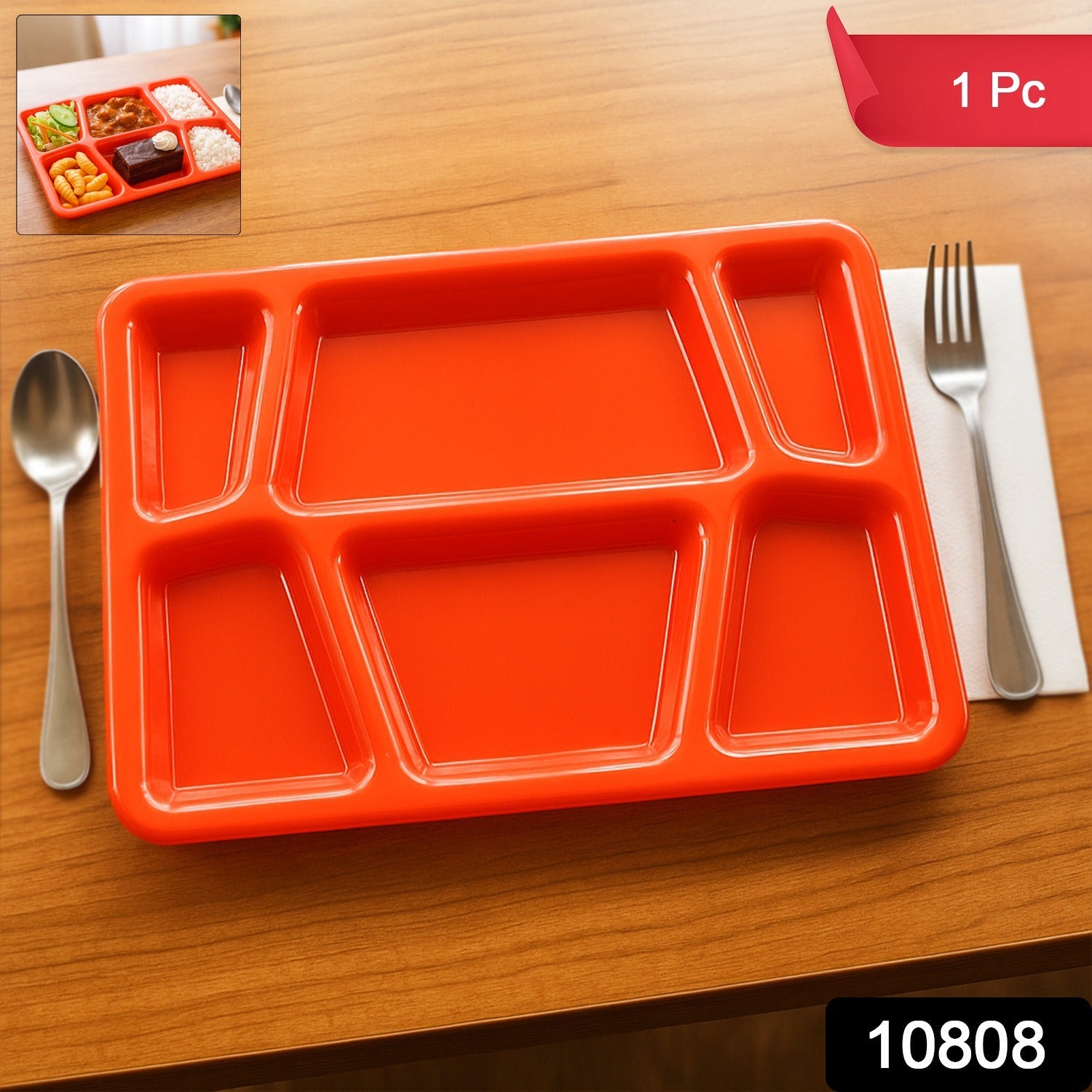 Plastic serving tray with multiple compartments ideal for portion control and mess-free meals