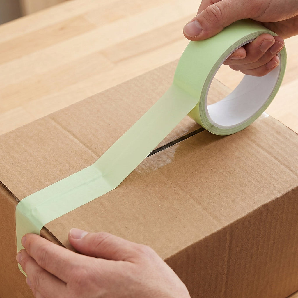 Tape sealing carton box in a shipping environment