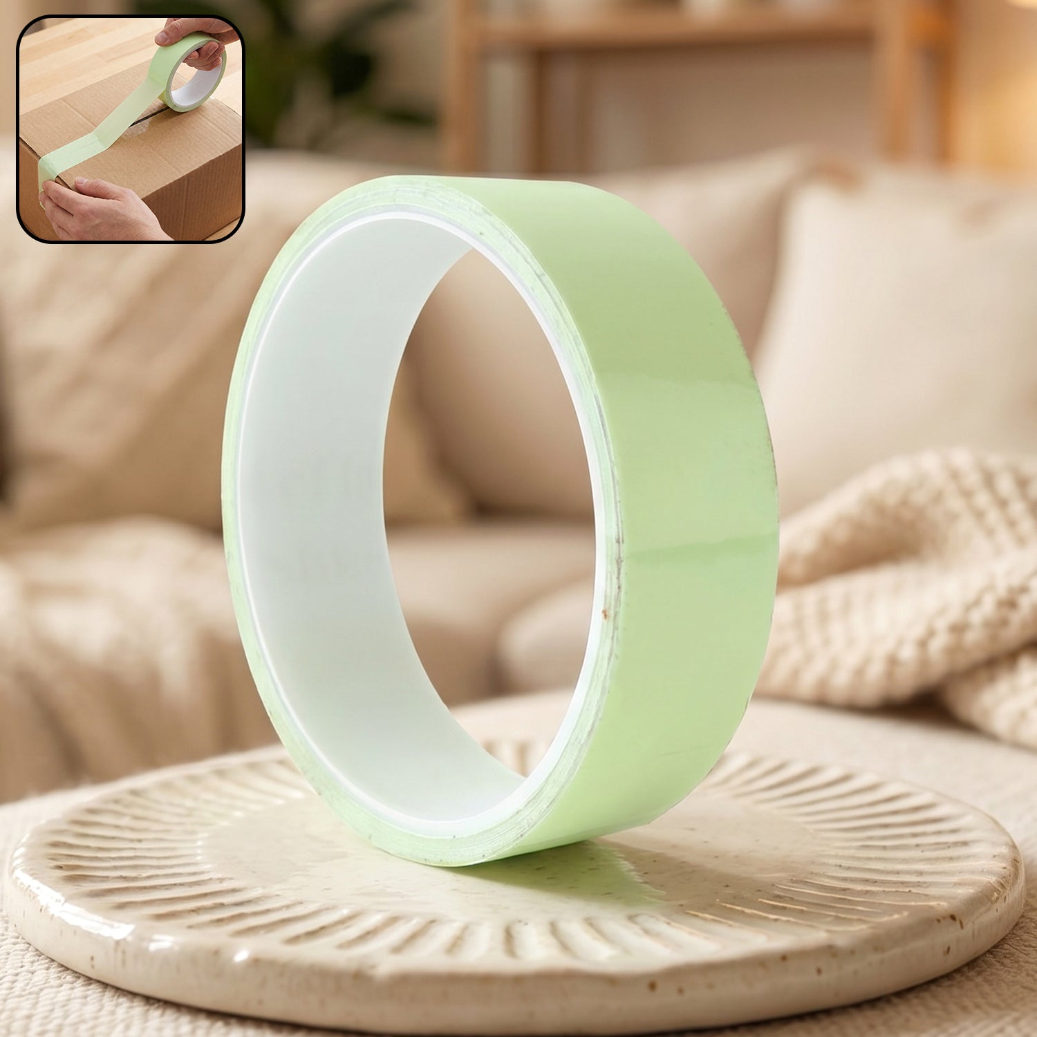 Main image of strong adhesive packaging tape roll on white background