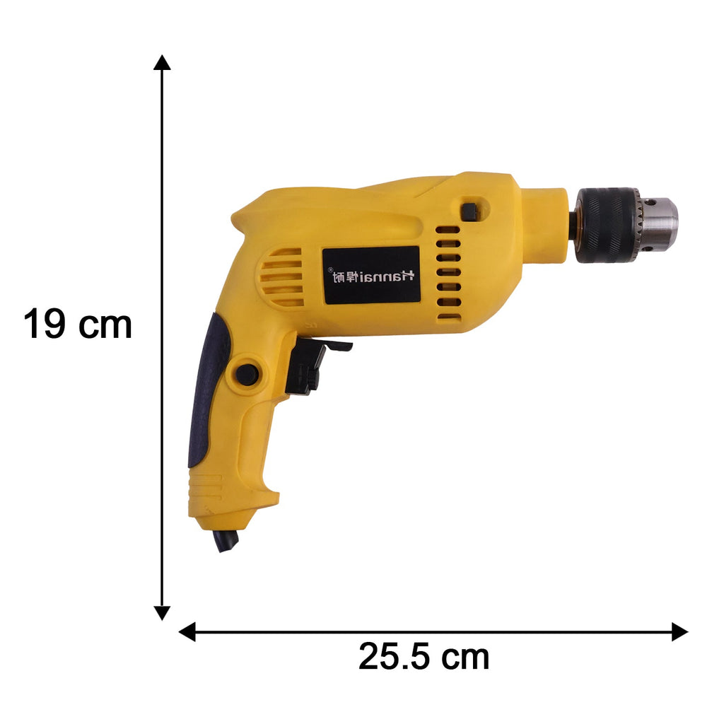 Dimensions of electric drill machine (25.5x19 cm)